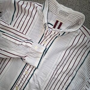 VTG Gant Button Down Sack Shirt‎ Mens L White Striped Long Sleeve Preppy Retro
